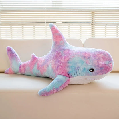 100cm Cartoon Hot Sell Soft Rainbow Shark Plush Doll Pillow Sea Creatures Colorful Shark Plush Toy Warm Hug For Boys Girls Gifts