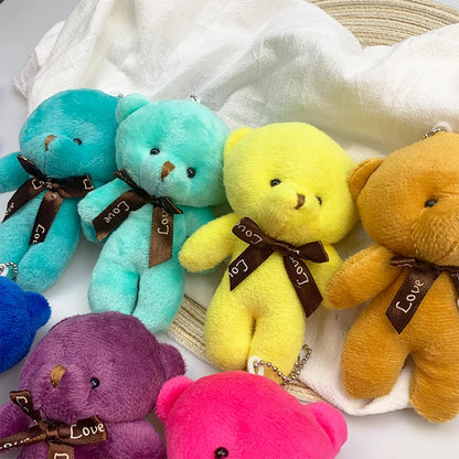 30pcs New 21Color Mini Bear Plush Doll Keychain 12cm Cute Colorful Bear Animal Stuffed Toys For Girl Bag Pendant Children Gifts