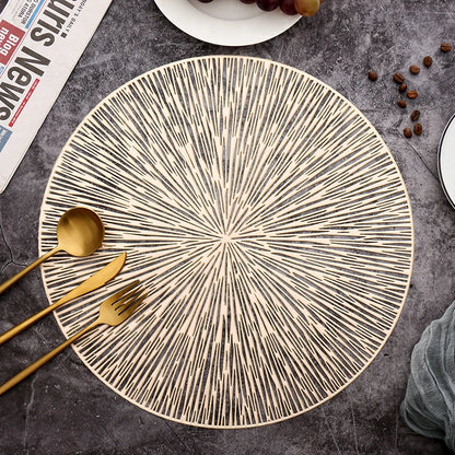 Round Firework Shape PVC Placemat Hollow Table Mats Coaster Pad Heat-Resistant Wipeable Waterproof Anti-Slip Pad Home Decoration