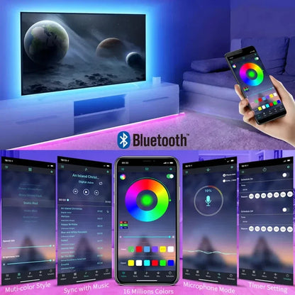 RGB LED Strip Light SMD 5050 USB Remote&APP Control Bluetooth Flexible Tape Diode Ribbon for TV Backdrop Living Room Bedroom