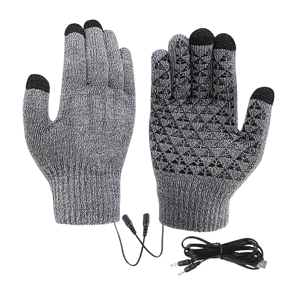 Electric Heated Gloves Touch Screen Outdoor Riding Skiing Mitten USB Heated Gloves for Backpacking Mountaineering (no battery)