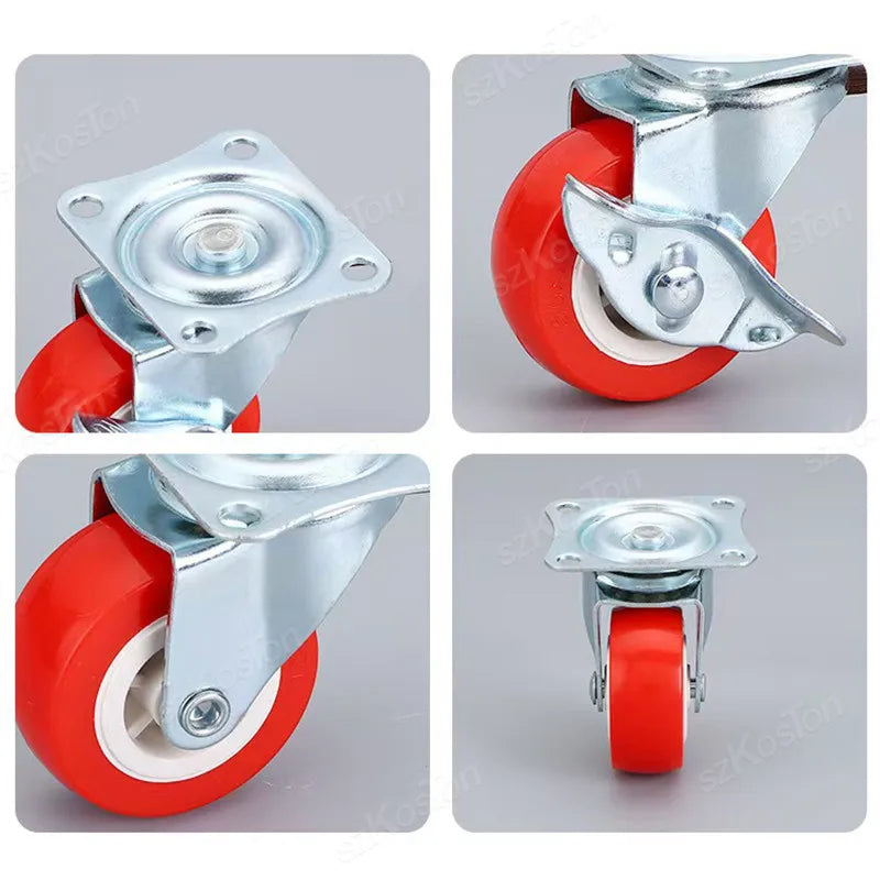 4Pcs/lot 1-2inch Furniture Caster PVC Red Universal Wheel Swivel Caster Roller Wheel For Platform Trolley Accessory