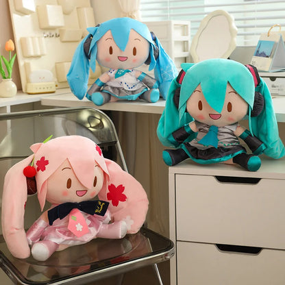 32cm Cute Hatsune Miku Plush Toy Kawaii Anime Miku With Bow High Quality Plushies Home Decor Soothing Plushie Birthday Gift Girl