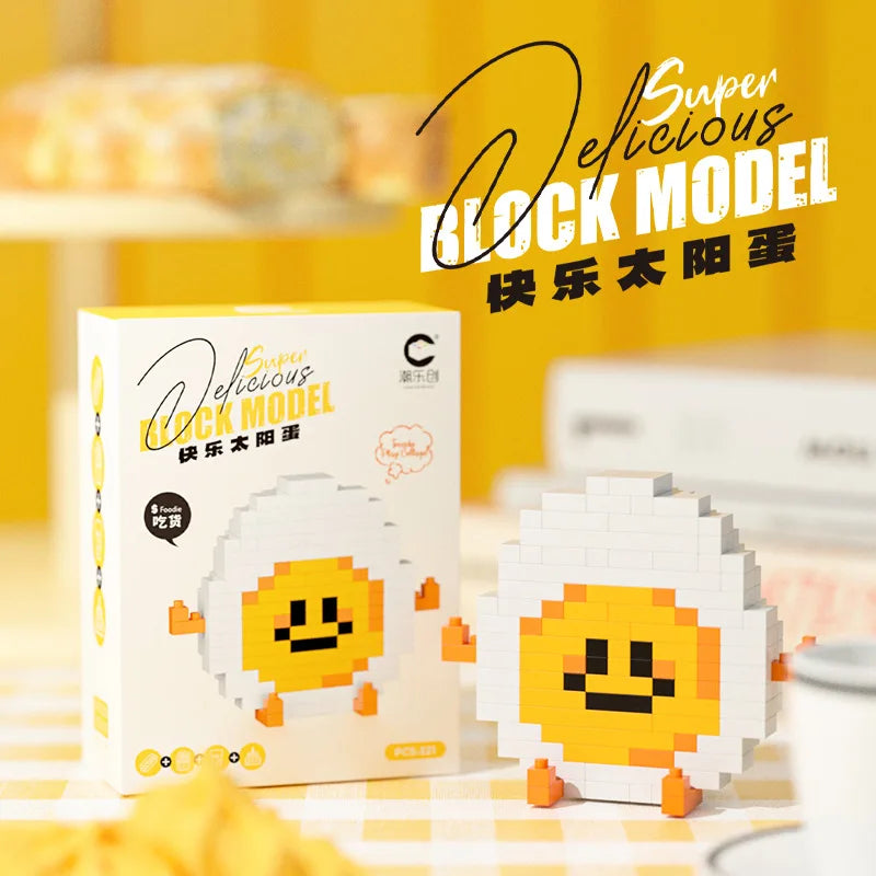 CLC Diamond Particle Casual Splicing Fruit French Fries Burger Block Toys Happy Food and Play Series Toys for Children Gifts
