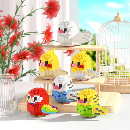 KNEW BUILT Colorful Parrot Micro Mini Building Blocks Assembly Toys 3D Model Bricks for Birds Funs Hands-on Ability Gift