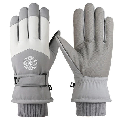 Winter Unisex Snowboard Ski Gloves PU Leather Non-slip Touch Screen Waterproof Motorcycle Cycling Fleece Warm Snow Gloves