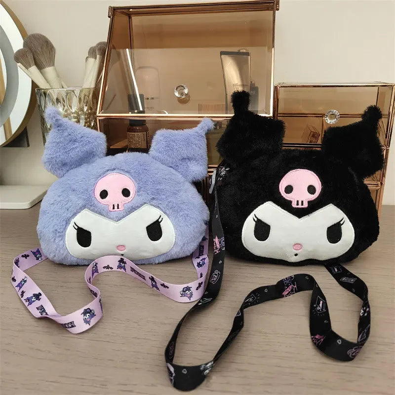 Animation Kuromi Plush Bag for Girls Small Change Tote Handbags Shoulder Bags Kawaii Toy Figures Bags Coin Purse Gifts