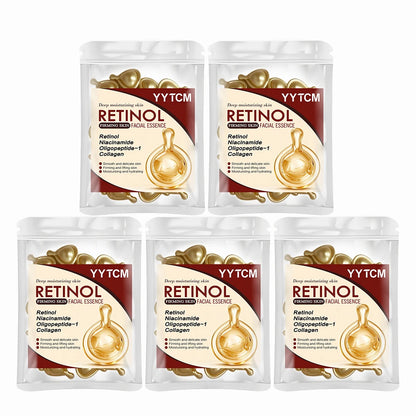 Retinol Firming Facial Moisturizing Essence Capsules, Retinol Facial Essence, Contains Hydrolyzed Collagen, Niacinamide, Deep Moisturizing (0.5Gx30 Capsules)/Bag-1 Bag