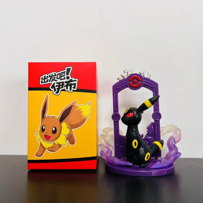 9pcs Pokemon Eevee Evolution Figure Set, Sylveon Espeon Glaceon Leafeon Anime Model Collection Toys for Kids Gift