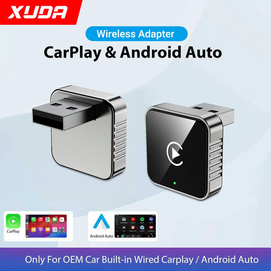 XUDA 2 in 1 Wired to Wireless CarPlay Android Auto Adapter for OEM Car Stereo With USB Dongle Mini Box Plug and Play Bluetooth