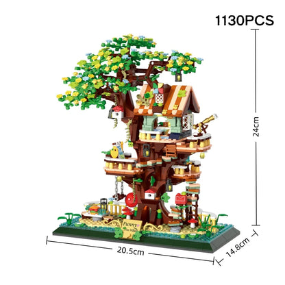 1130PCS Creative Sakura Tree House Building Blocks City Street View Architecture Model Micro Bricks Gift Toy for Kid Girl Adult