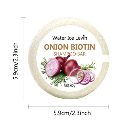 60g Onion Biotin Shampoo Bar for Scalp and Hair Care, Moisturizes and Smooths Hair, Rich in Onion Plant Extracts, Suitable for All Hair Types