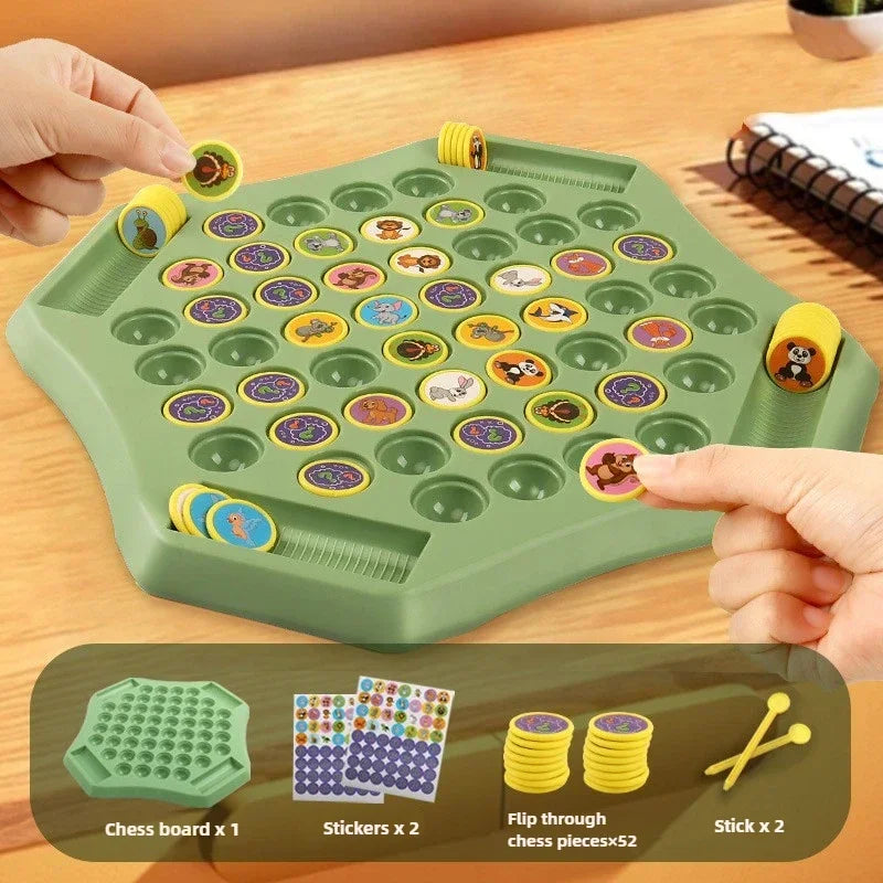 Kids Battle Chess Educational Toy Observation Concentration Training Fun Animal Flip Chess Parent-child Interactive Game Toys