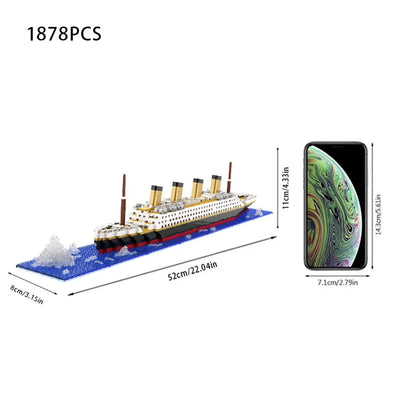 Micro particle building block assembly toy Titanic giant male and female puzzle cruise ship model children's toy