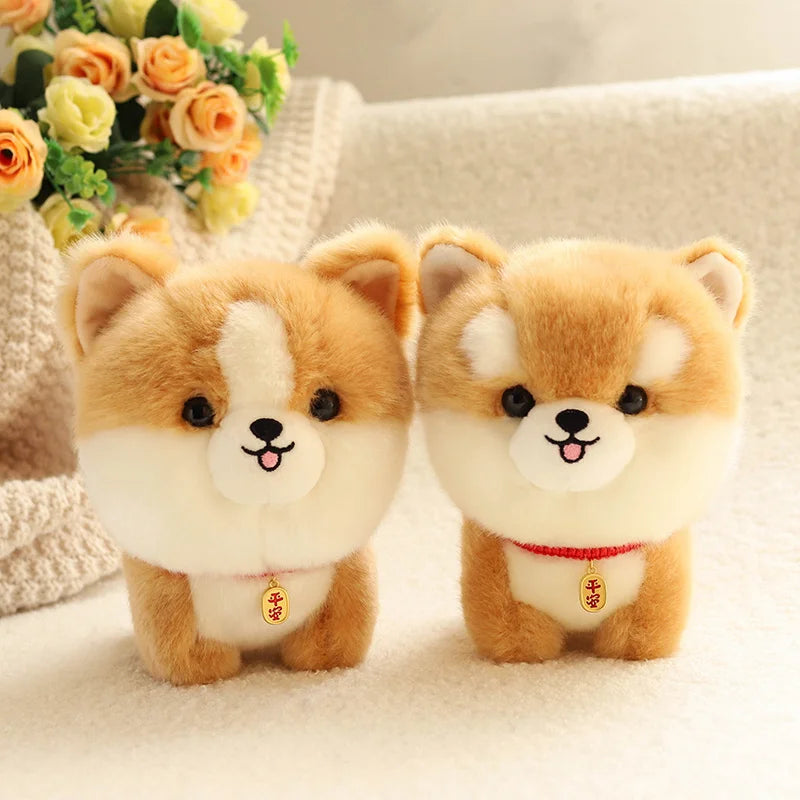Lifelike Fluffy Dog Stuffed Toy Simulation Puppy Model Shiba Inu Corgi Husky Yorkshire Bichon frise Chow Chow Plush Doll Gifts