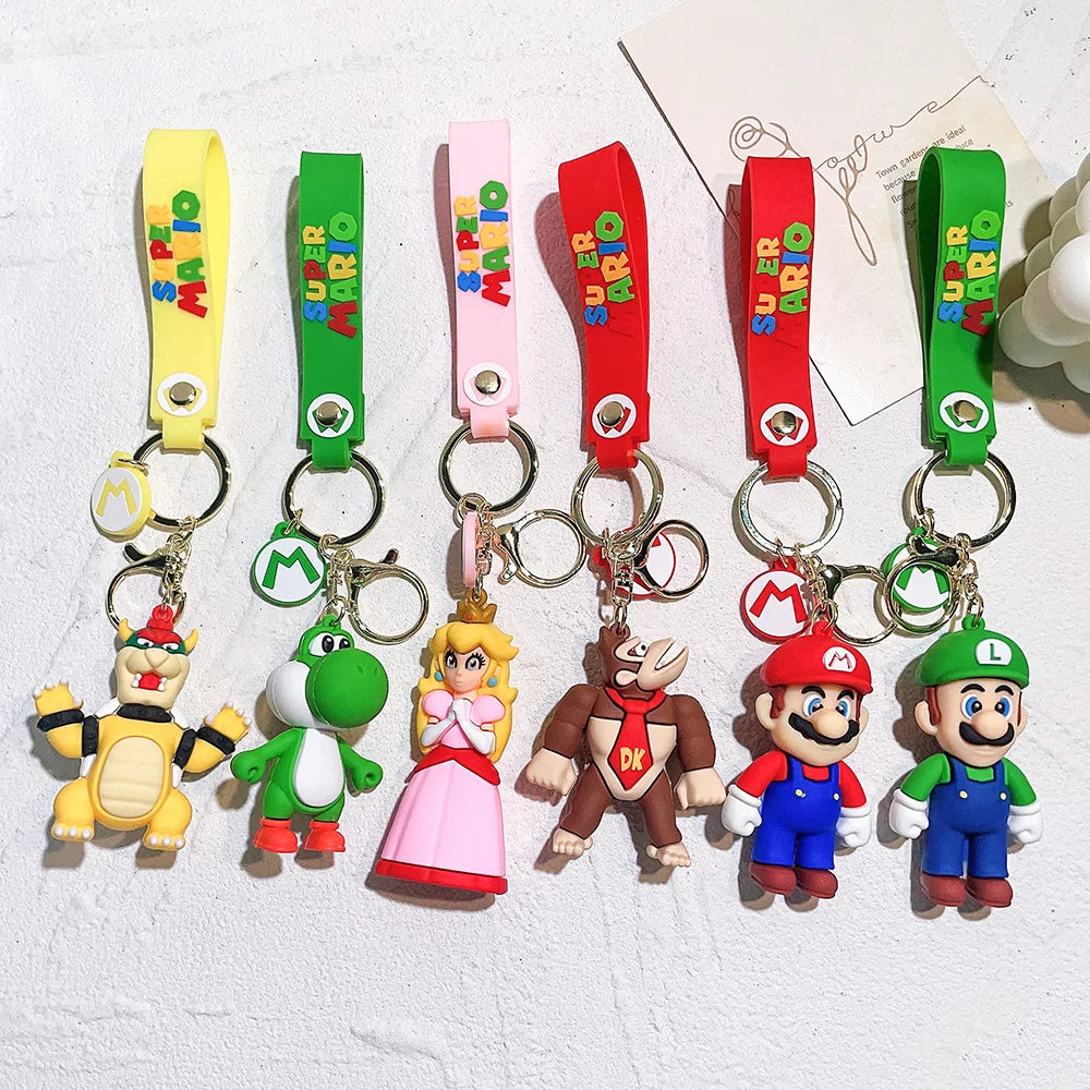 19 Styles Anime Keychain Mario Bros Luigi Toad Bowser Action Figure Model PVC Cartoon Bag Doll Pendant Toys Gift