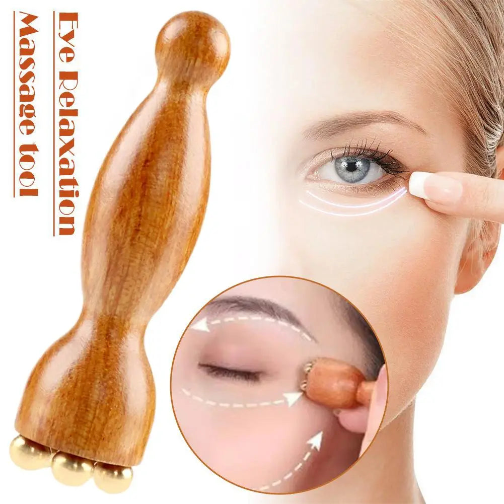 Facial Massager, Lotus Seedpod Beauty Brass Bead & Rosewood Facial Gua Sha Tool Eye Relaxation Meridians Point Acupoint Massage