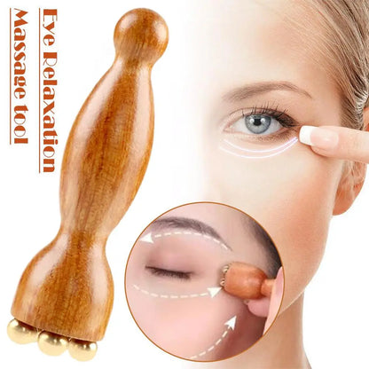 Facial Massager, Lotus Seedpod Beauty Brass Bead & Rosewood Facial Gua Sha Tool Eye Relaxation Meridians Point Acupoint Massage