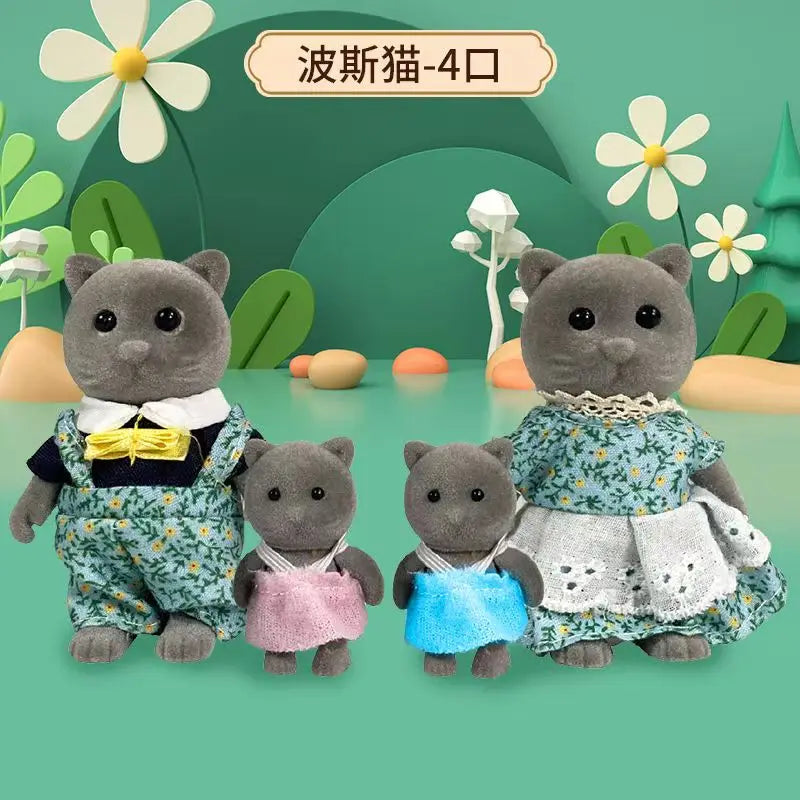 Simulation Forest Rabbit Family DIY Playset Mini Rabbit Bear Figure Toy Dolls Kids Gifts