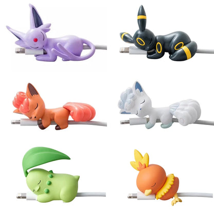 Hot Anime Figure Usb Protective Case Cable Bite Pikachu Cup Pet Eevee Dolls Meow Jigglypuff Accessories Toy Gift