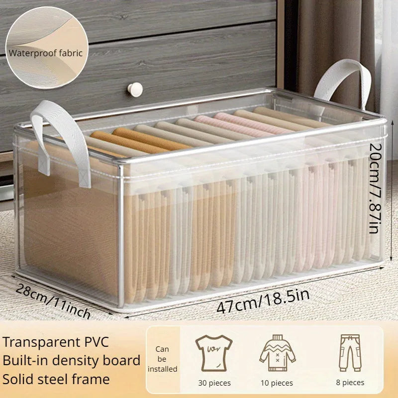 1 Pc Transparent PVC Solid Steel Frame Storage Box, Waterproof Underwear Storage Basket, Suitable for Home and Dormitory Use