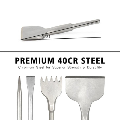 5PC SDS PLUS Round Shank tile Shovel Electric Hammer Chise Wall Concrete Impact Drill 5Teeth  Drill Bit For Masonry SlottingTool