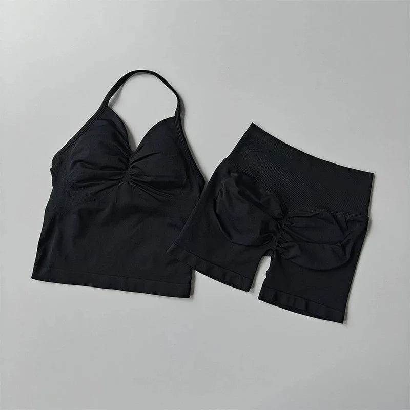 NO LOGO Women's Longline Strappy Backless Gym Top Scrunch Workout Open Back Bra Tank Top for Running Yoga Shirt