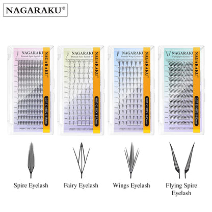 NAGARAKU Premade Spire Eyelash Manga Wing Eyelashes Anime Light Plume Fluttering Eyelash Extensions Comic Spike Wet Set Lashes