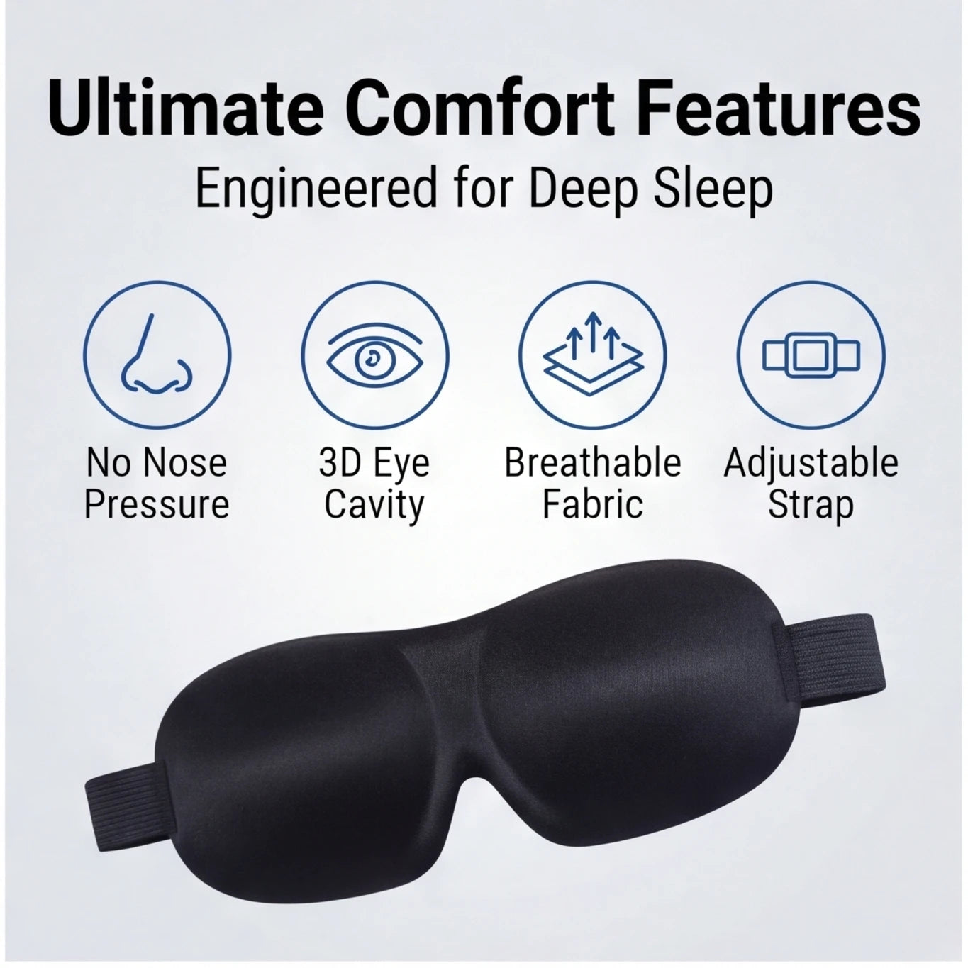 Breathable 3D Adjustable Sleep Mask – Blocks Light, Allows Air Circulation for Eyes, Unisex Comfort Fit