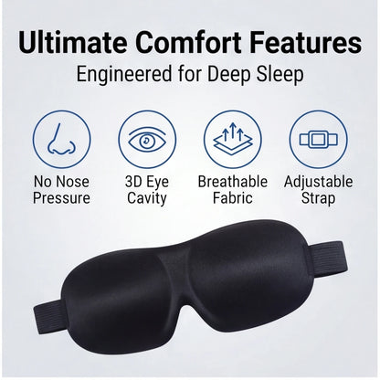 Breathable 3D Adjustable Sleep Mask – Blocks Light, Allows Air Circulation for Eyes, Unisex Comfort Fit