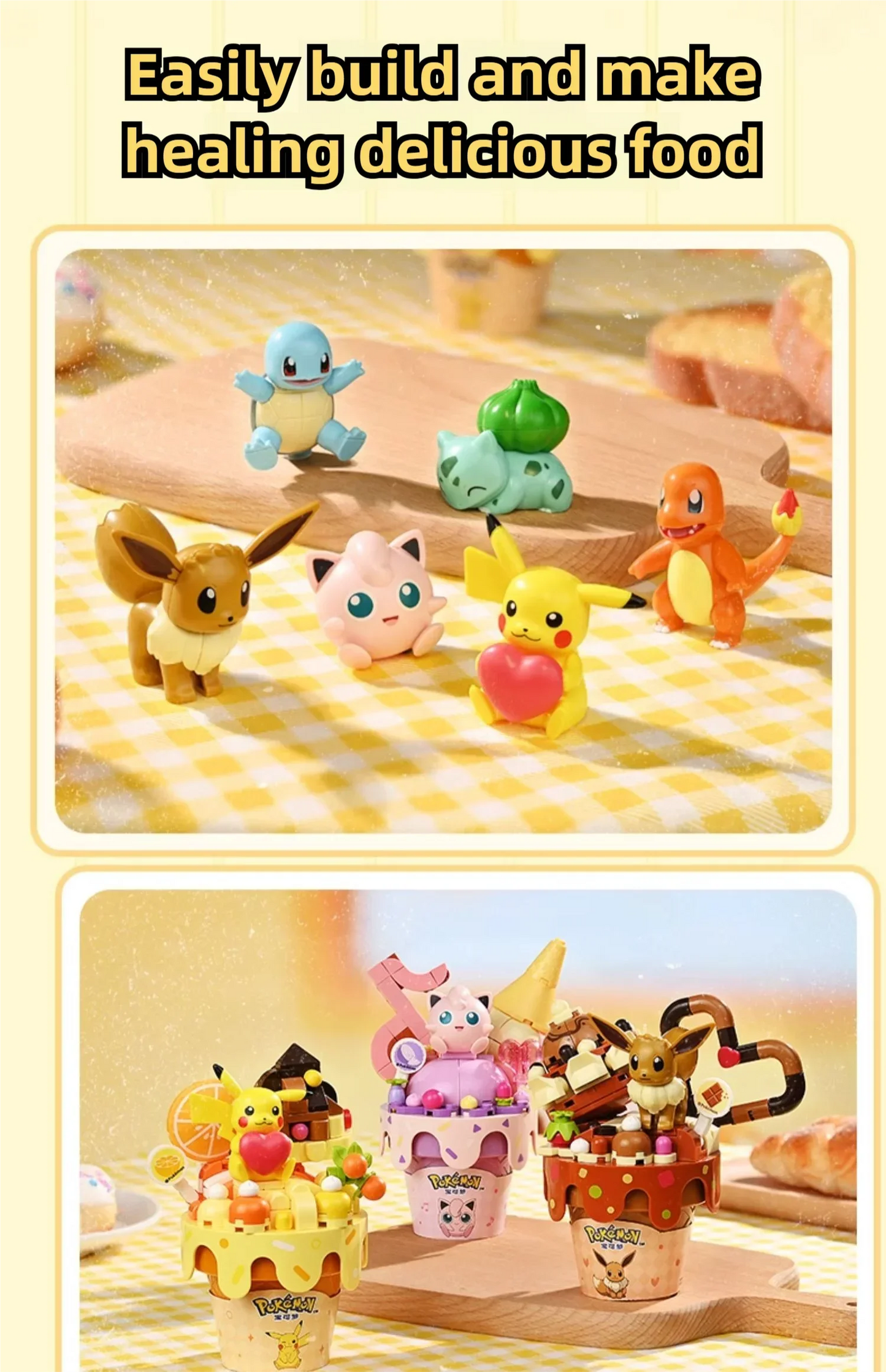 Pokémon Series Building Blocks Pikachu Psyduck Pogaman Cartoon Scene Model Bricks Collection Ornaments DIY Toys Holiday Gifts