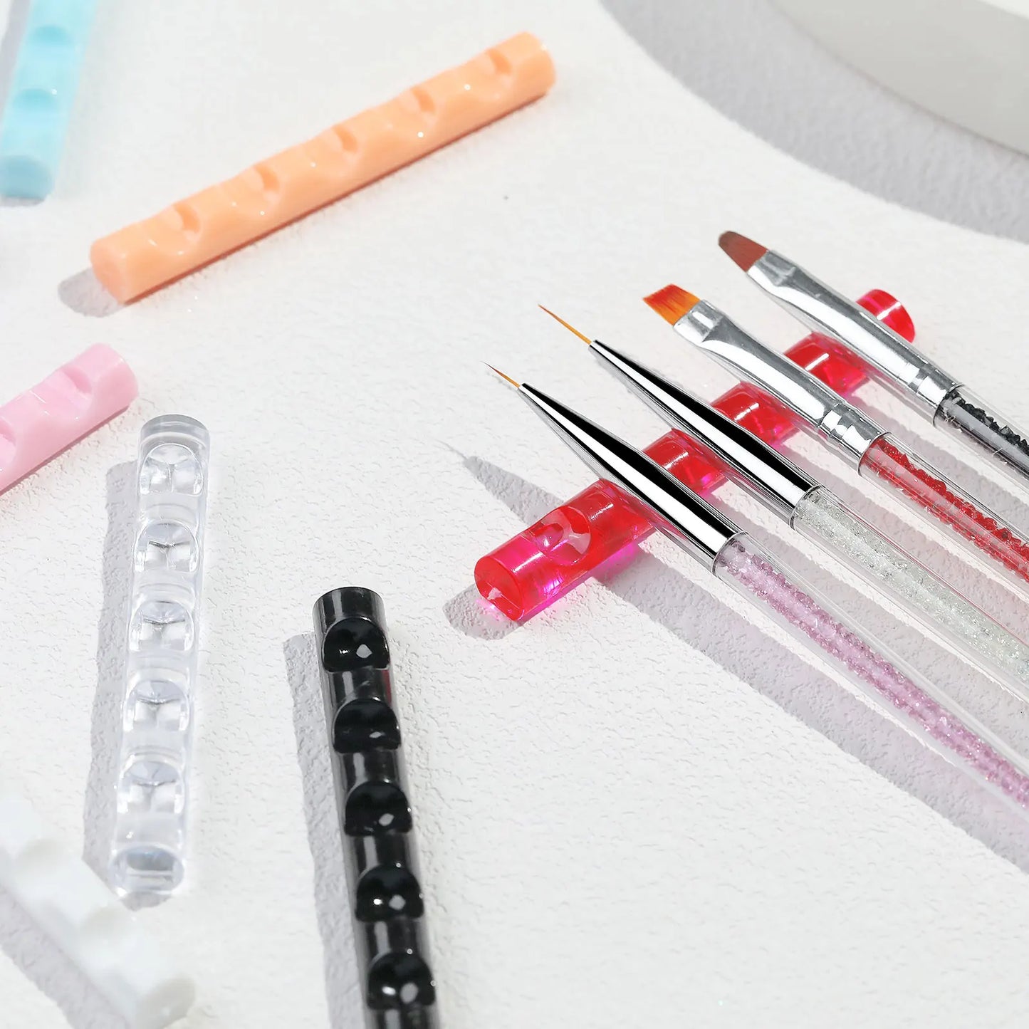 5 Grids Acrylic Clear Nail Brush Shelf Portable Mini crystal Painting Pen Rest Holder Stand Colorful UV Gel Brush Display Holder