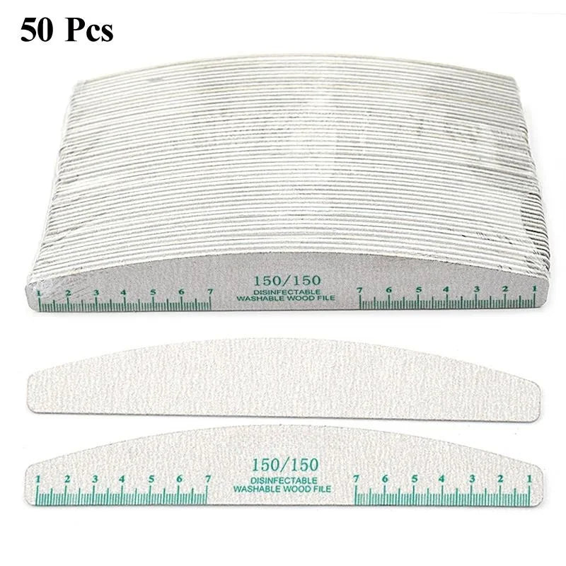 50pcs Nail File Wooden Sanding Buffer Block Pedicure Manicure UV Gel Nail Polish Pro Nail Files Artificial Nail Tips Tools