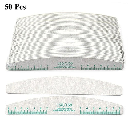 50pcs Nail File Wooden Sanding Buffer Block Pedicure Manicure UV Gel Nail Polish Pro Nail Files Artificial Nail Tips Tools