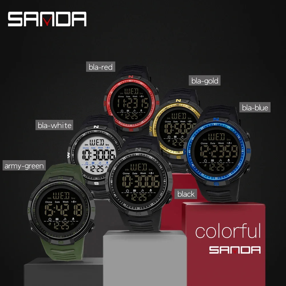 SANDA 6014 Military Sport Watch for Men Clock Digital Wristwatches Shockproof Countdown Waterproof Bracelet Relojes Para Hombre