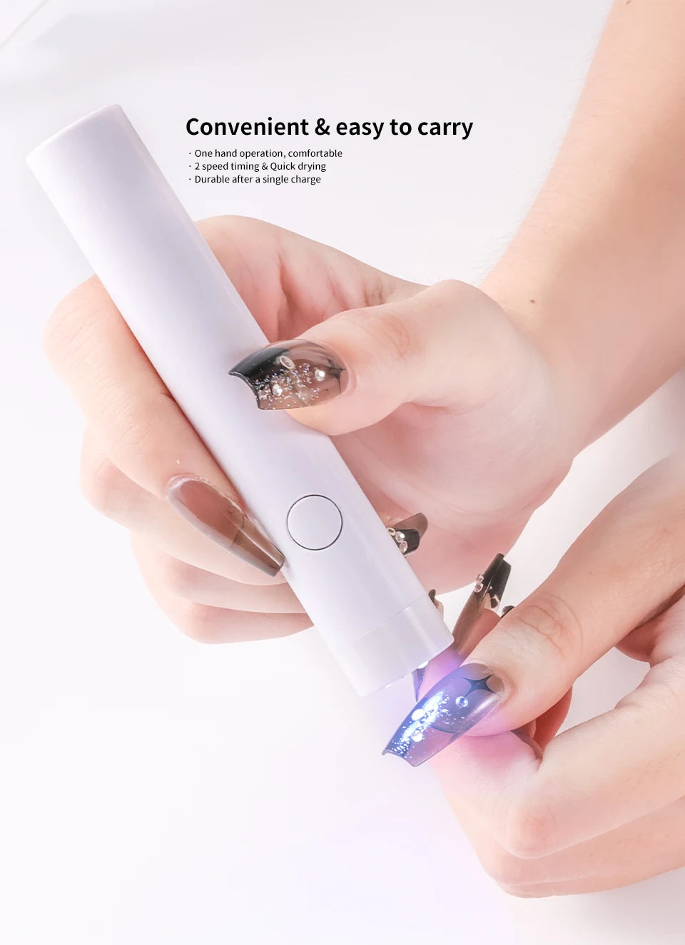 Rechargeable Portable UV LED Nail Lamp - Gel Polish Drying Desk Stand Light Support Base for Nail Art