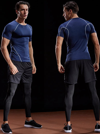 2026 Compression T Shirt Men Summer Sportswear Running T-shirt Elastic Quick Dry Sport Tops Tee Athletic Gym Workout Shirts Men