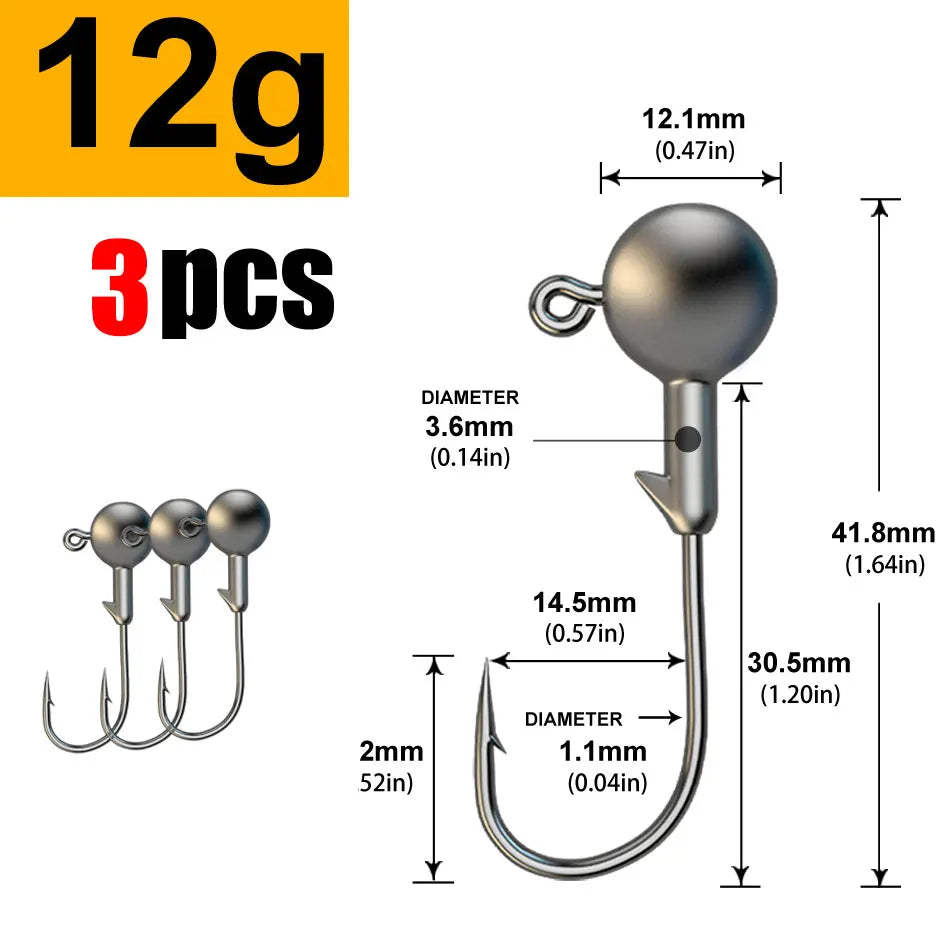 WODJYJ 1g 2g 3g 4g 5g 7g 8g 10g 14g 20g 28g jig head hook for fishing tackle ,rig soft worm hook crank lure bait hook