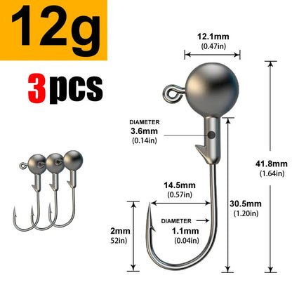 WODJYJ 1g 2g 3g 4g 5g 7g 8g 10g 14g 20g 28g jig head hook for fishing tackle ,rig soft worm hook crank lure bait hook