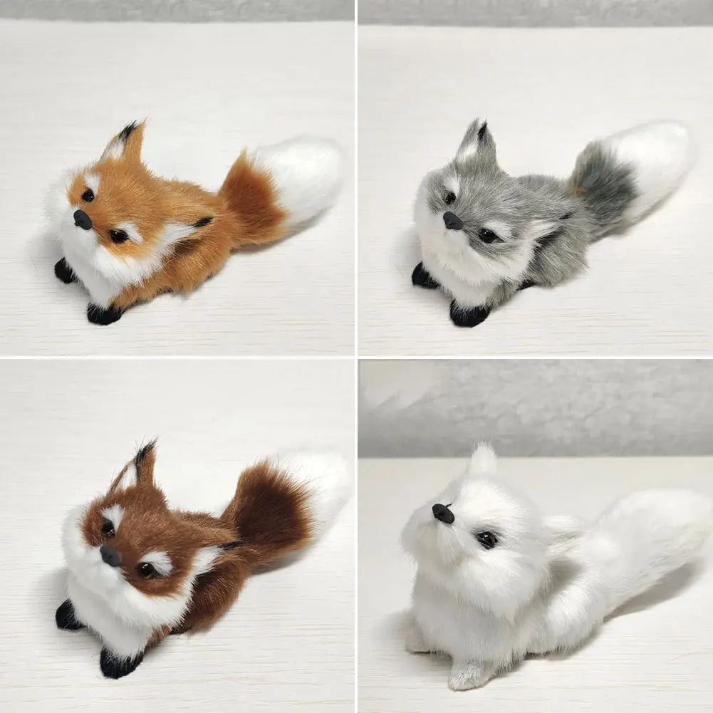 Mini Cat Rabbit Fox Owl Simulation Fur Model Plush Cats Action Figures Decor Gifts Imitation Animal Doll Home Decor Ornaments