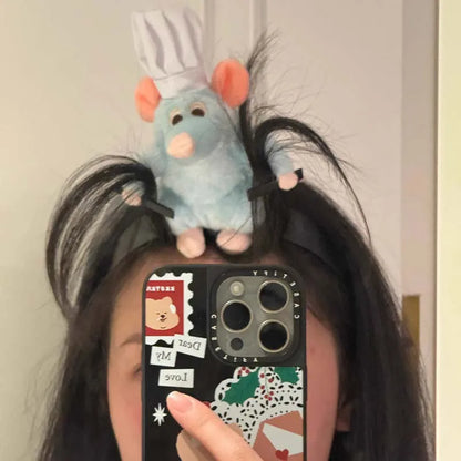 Disney Ratatouille Hairband Cartoon Plush Doll Headband French Wide-brimmed Hairpin Photo Headdress Creativity Kawaii Girl Gift