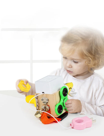 Montessori Kids Busy Cube Board Educational Toys Children Hand Grasping Ability Training Lock Learning Toys For Toddler Gifts