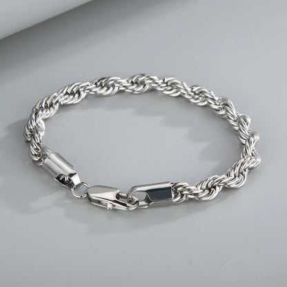 4/6/8mm Stainless Steel Bracelets For Men Women Gold Color Twisted Rope Link Chain Bracelets On the Hand Jewelry Gifts