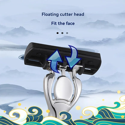6 Blade Manual Razor for Men, Portable Travel Shaver for Face Beard & Body Hair Removal, Disposable Razors with Non-slip Grip