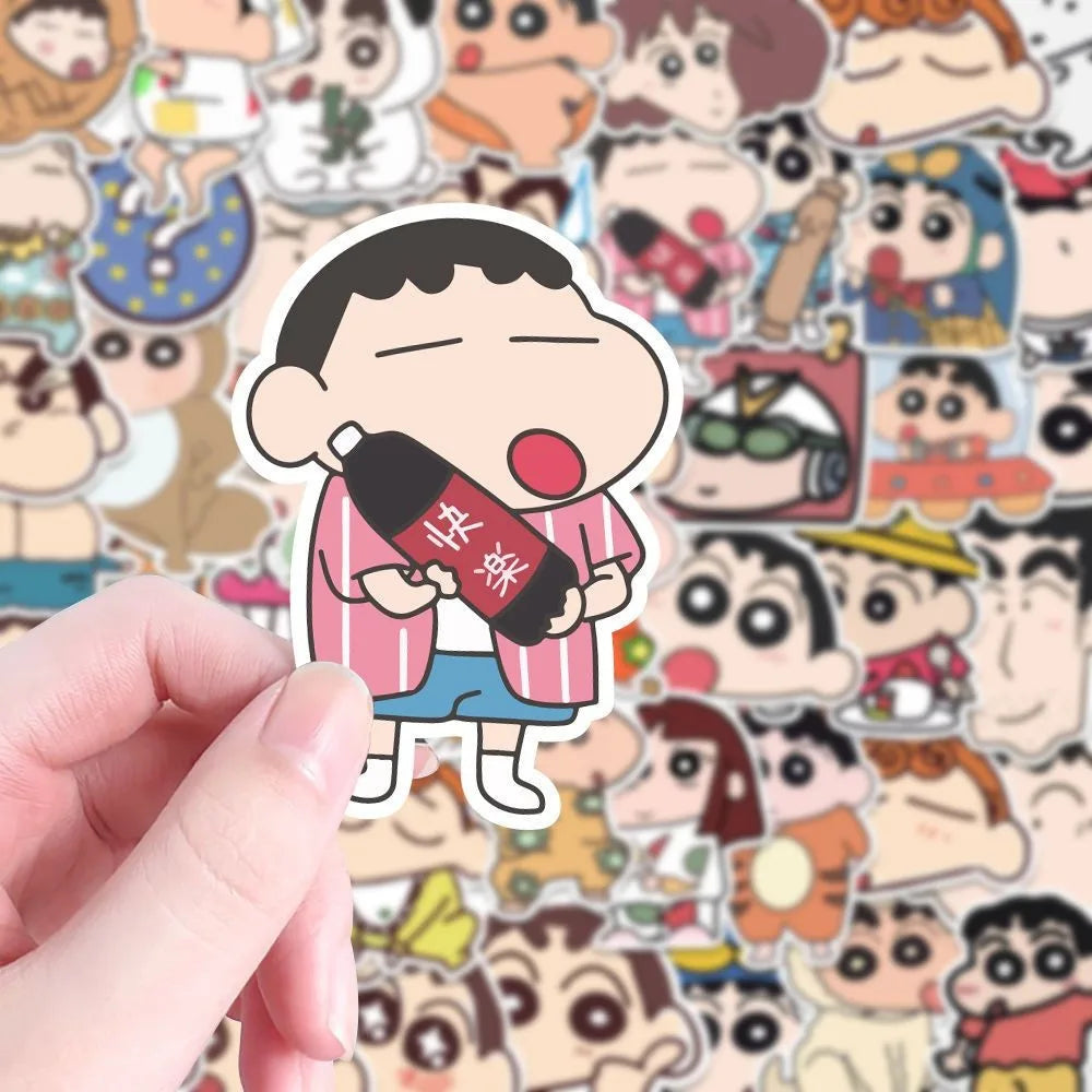 100PCS Cartoon Anime Crayon Shin Chan Stickers Kawaii Decals Kids Toys for Car Laptop Phone Stationery Decor Waterproof Sticker