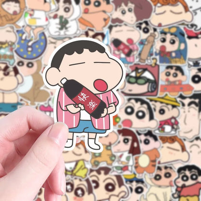 100PCS Cartoon Anime Crayon Shin Chan Stickers Kawaii Decals Kids Toys for Car Laptop Phone Stationery Decor Waterproof Sticker