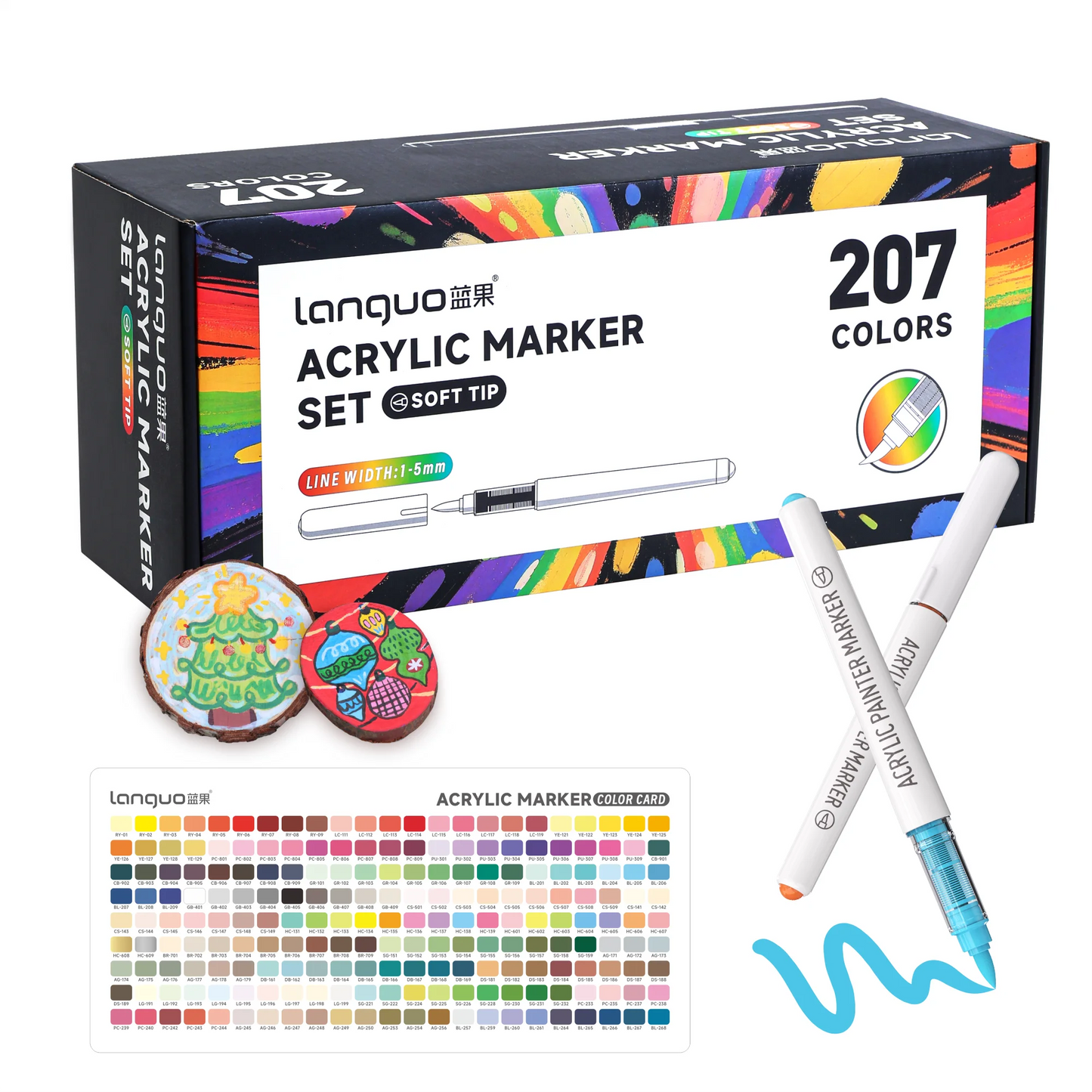 Languo 9pcs/box Soft Brush Acrylic Marker Pen Set，DIY Hand Drawn,Paint Art Markers pens,Student Graffiti Acrylic Paint Pens,M720