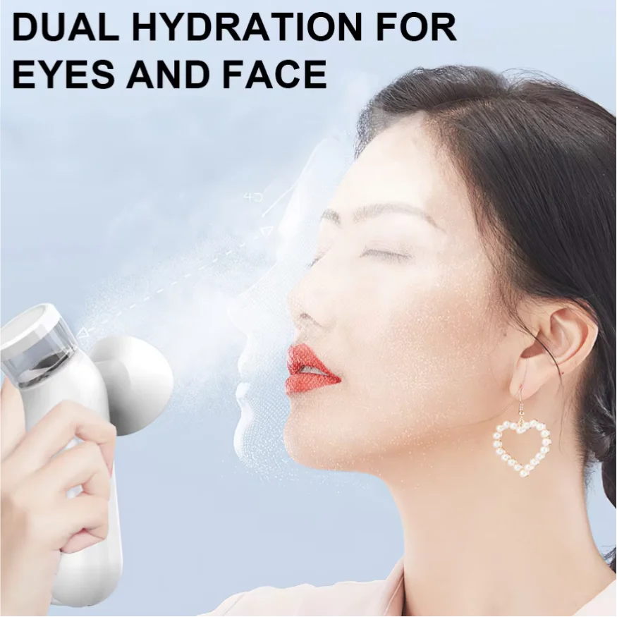 2 in 1 Protable Eye Mist Steam Sprayer Mini Eye Moisturizing Cleaning Soothing Steamer for Dry Tired Eyes and Facial Skin Care