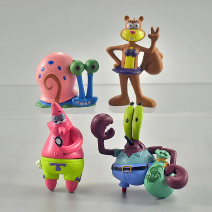 Spongebob Anime Figure Patrick Star Octopus Brother Handmade Model Cartoon Toys for Kids Ornaments 6PCS/8PCS Set Cake Decoration