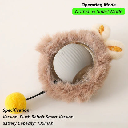 Dog Cat Interactive Ball Toy Automatic Rolling Ball Faux Tail Rechargeable Smart Pet Electric Toy Dog Cat Training Imitate Mouse